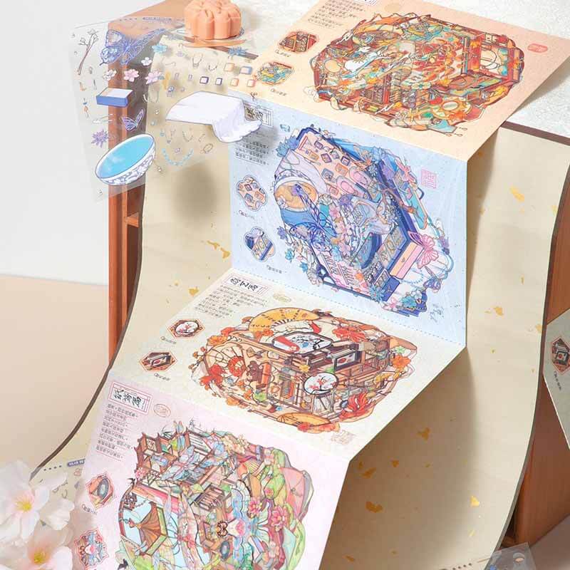 Ancient Chinese Vanity DIY 3D Scene Stickers 4 Cute Miniature Scenes(S)