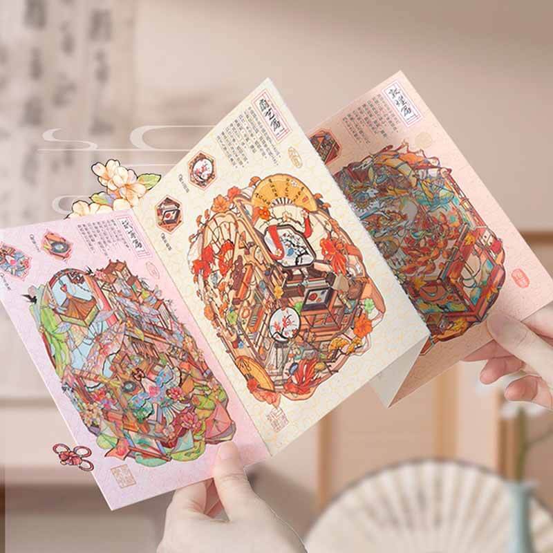 Ancient Chinese Vanity DIY 3D Scene Stickers 4 Cute Miniature Scenes(S)
