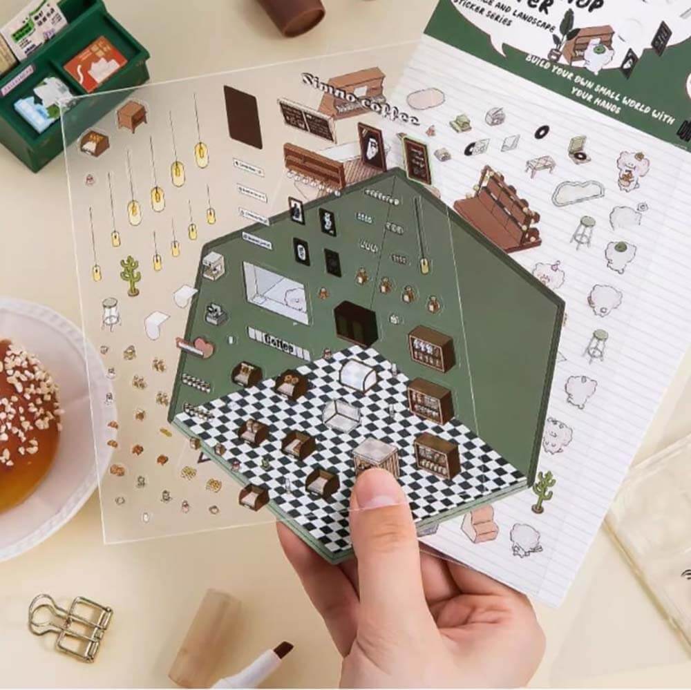 Animal Small Business DIY 3D Scene Stickers 4 Cute Miniature Scenes(S)