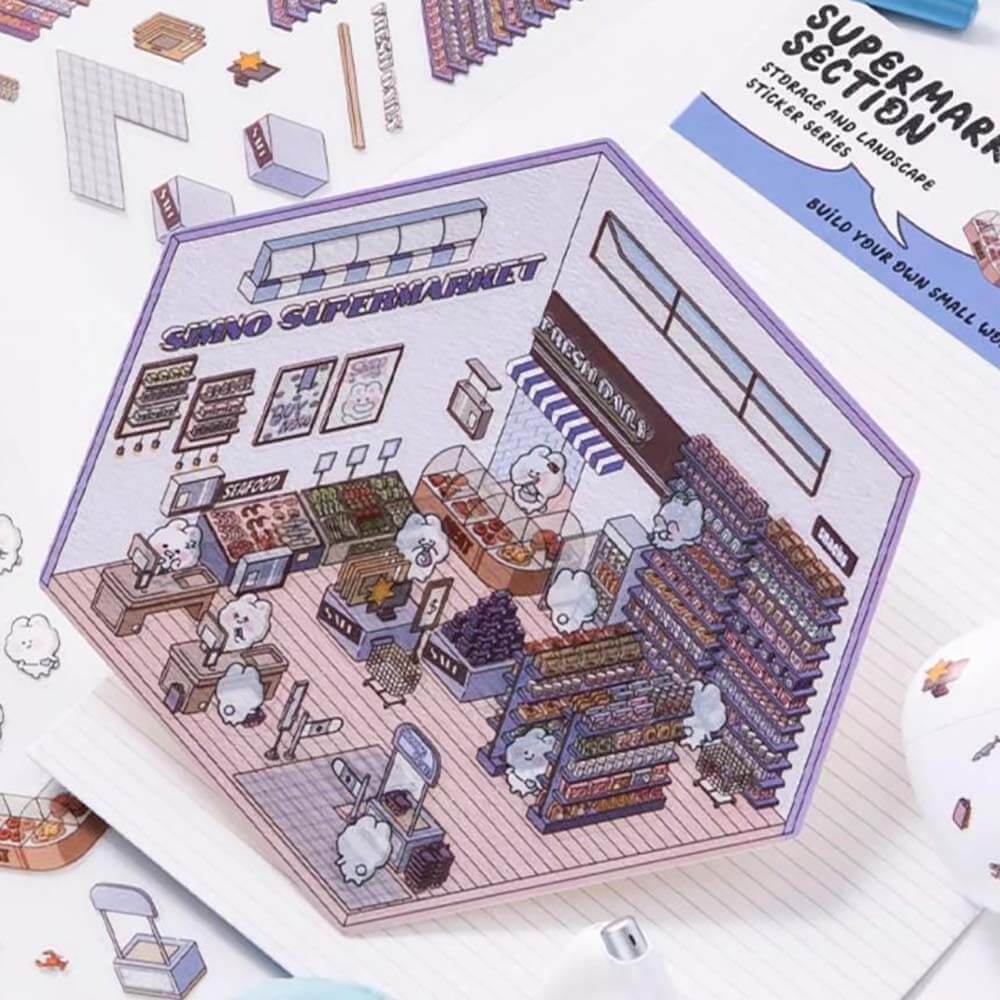 Animal Small Business DIY 3D Scene Stickers 4 Cute Miniature Scenes(S)