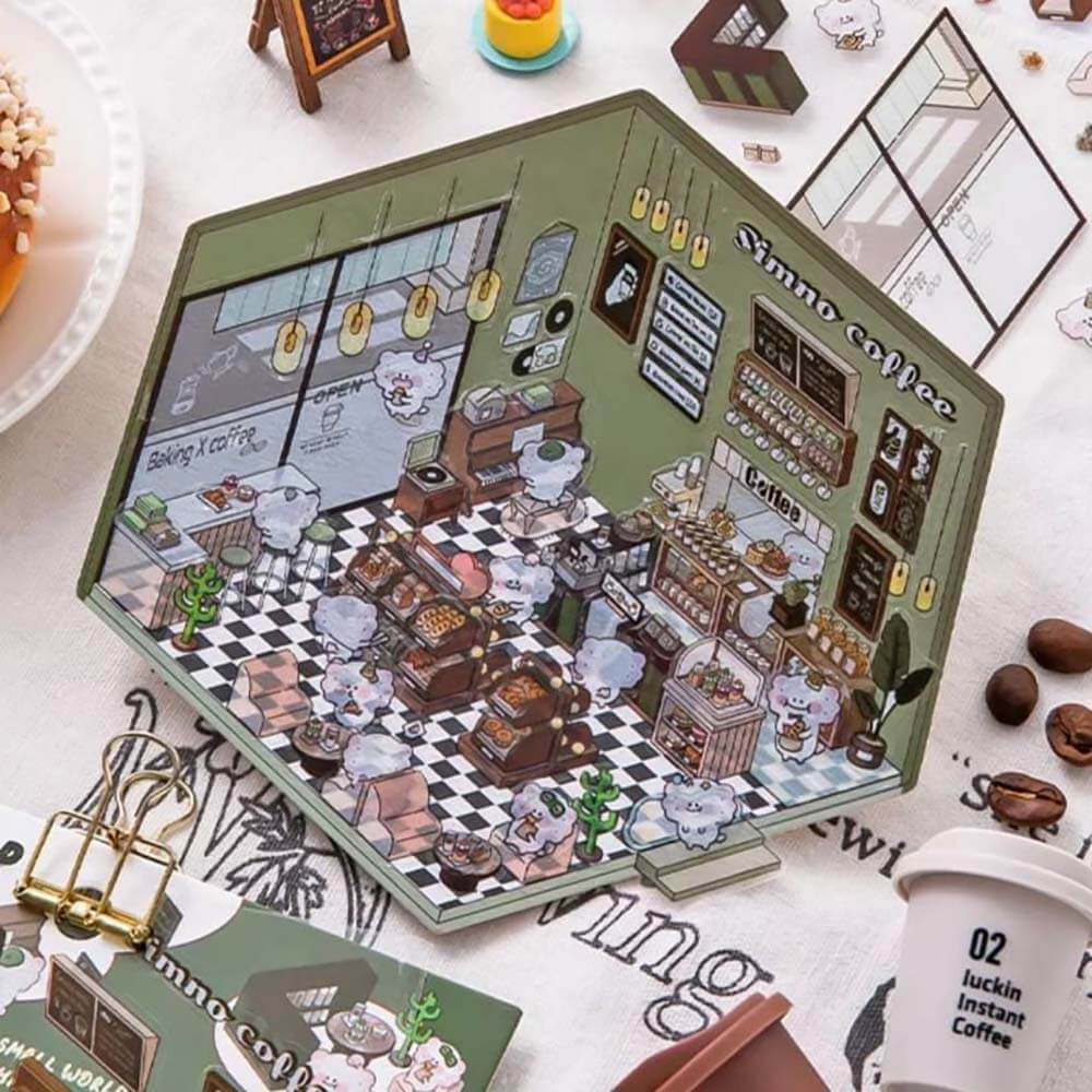 Animal Small Business DIY 3D Scene Stickers 4 Cute Miniature Scenes(S)