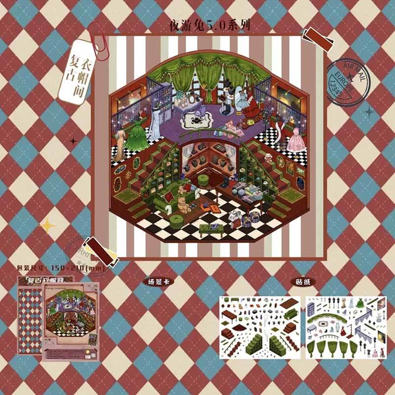 Antique Dreams DIY 3D Scene Stickers 4 Cute Miniature Scenes(M)
