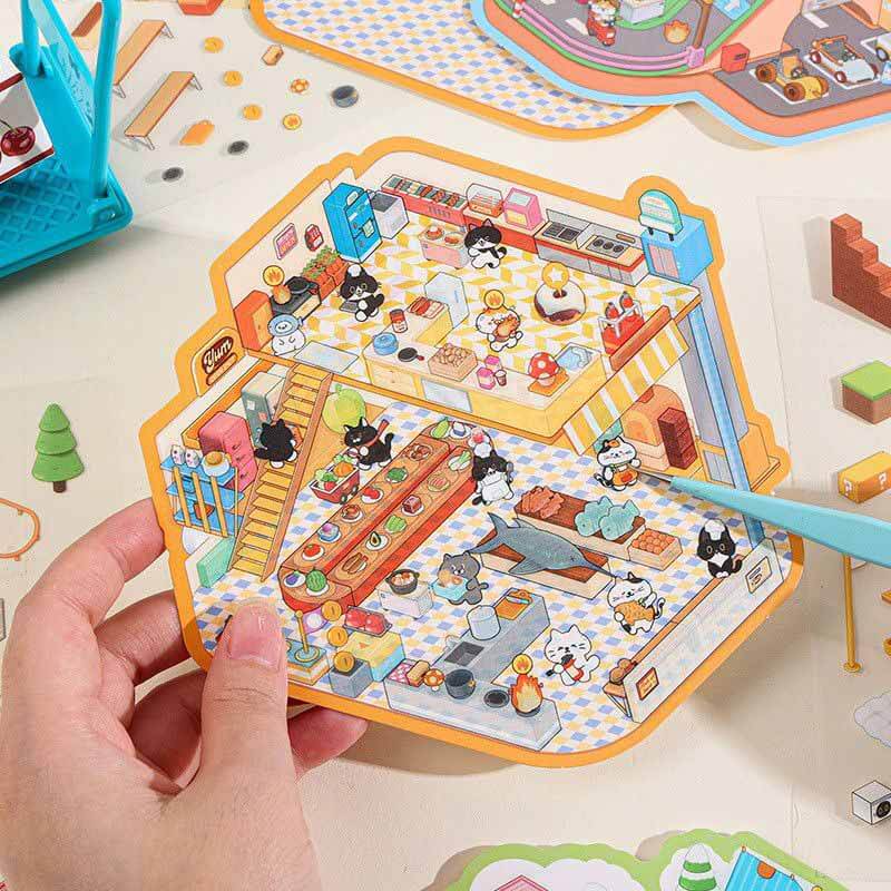Arcade Life DIY 3D Scene Stickers 4 Cute Miniature Scenes(S)