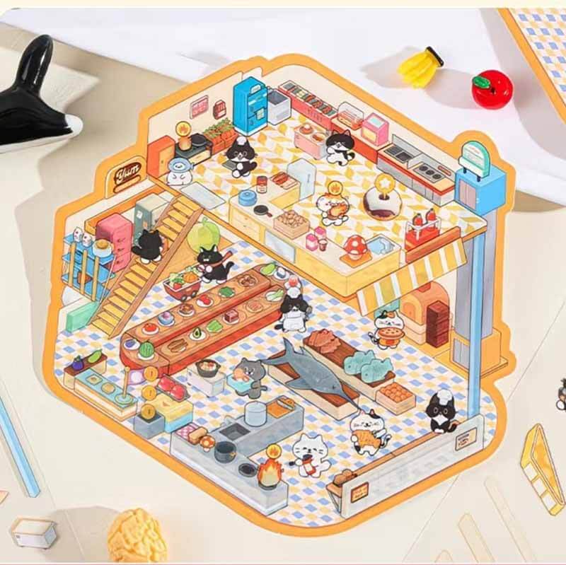 Arcade Life DIY 3D Scene Stickers 4 Cute Miniature Scenes(S)