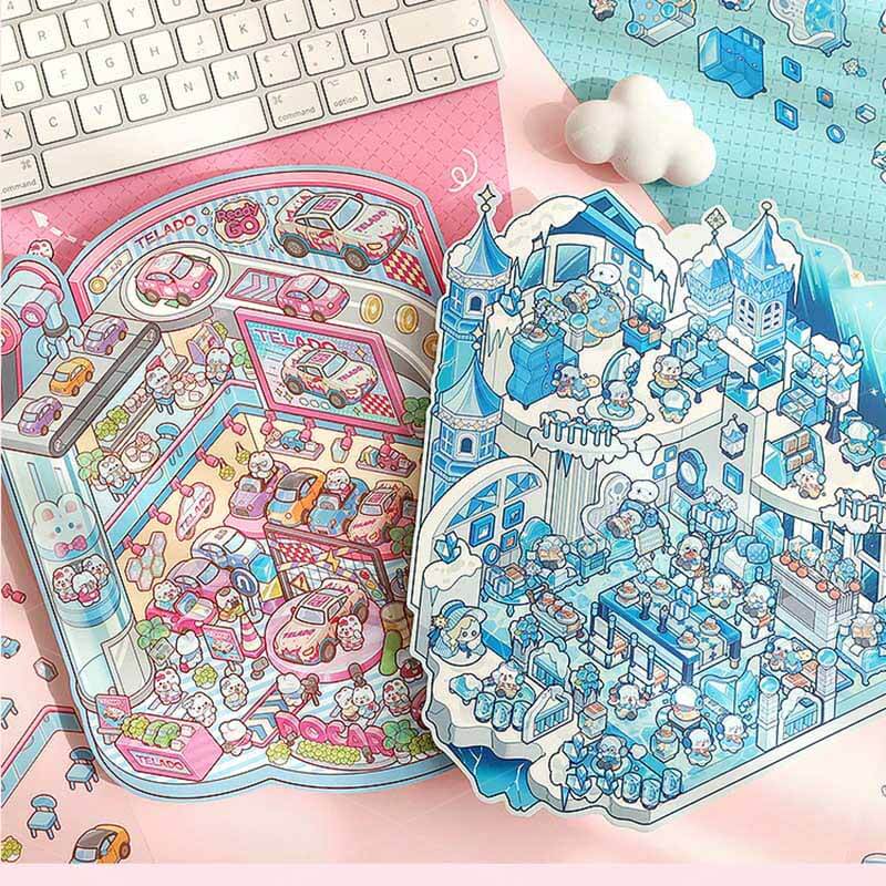 Arcane Crossings DIY 3D Scene Sticker Collection 4 Cute Miniature Scenes