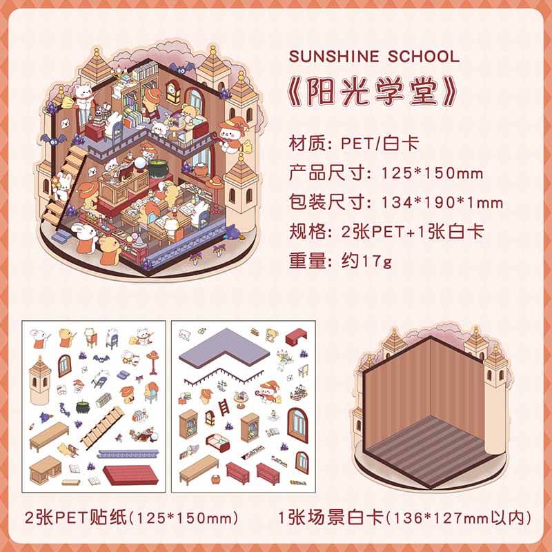 Arcane Dreams DIY 3D Scene Stickers 4 Cute Miniature Scenes (S)