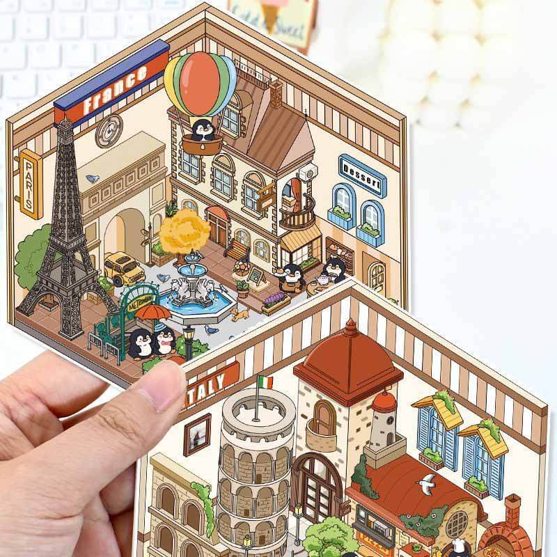Around the World DIY 3D Scene Stickers 4 Cute Miniature Scenes(S)