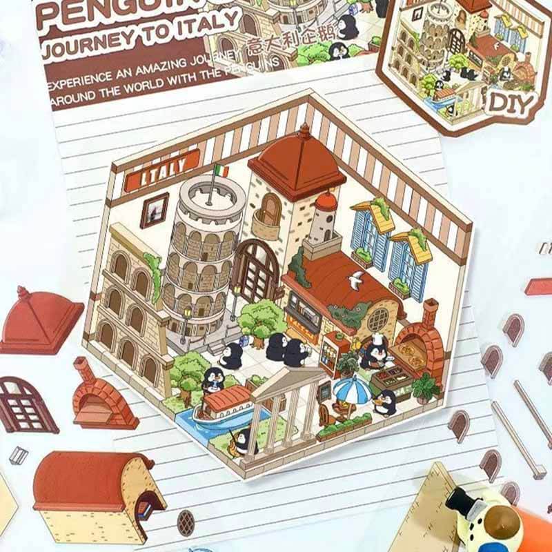 Around the World 3D Scene Stickers 4 Cute Miniature Scenes