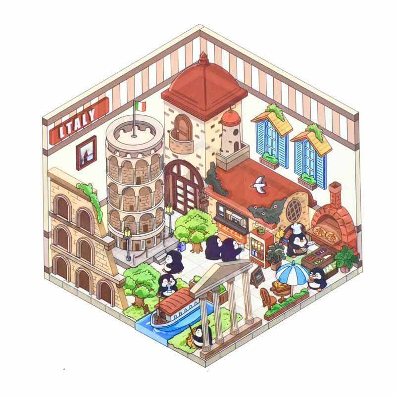 Around the World DIY 3D Scene Stickers 4 Cute Miniature Scenes(S)