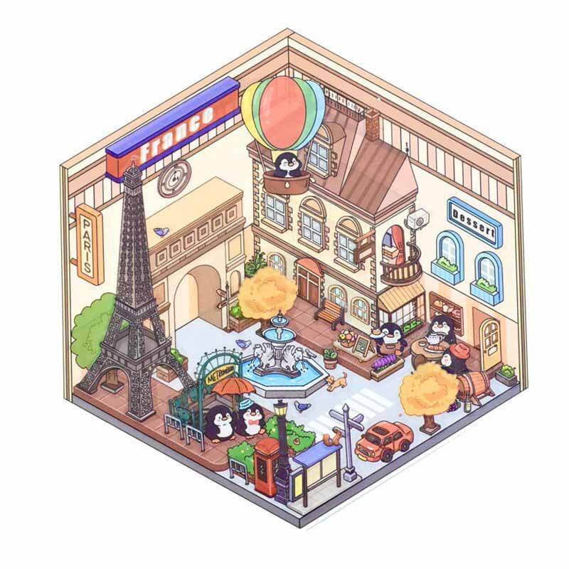 Around the World 3D Scene Stickers 4 Cute Miniature Scenes
