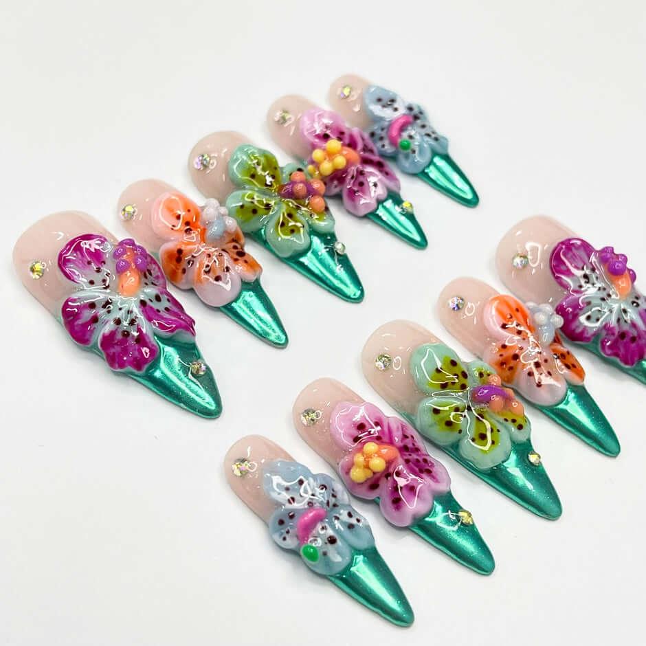 Art Garden Press On Nails Hibiscus Beauty Art Garden