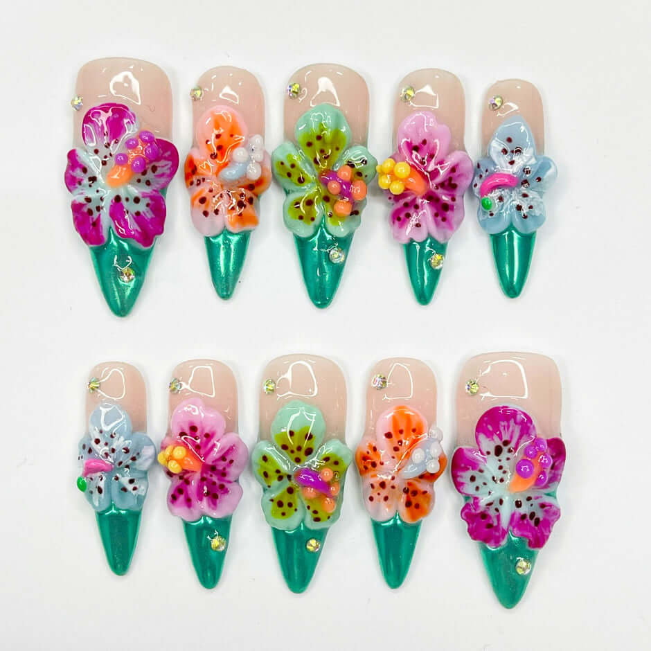 Art Garden Press On Nails Hibiscus Beauty Art Garden