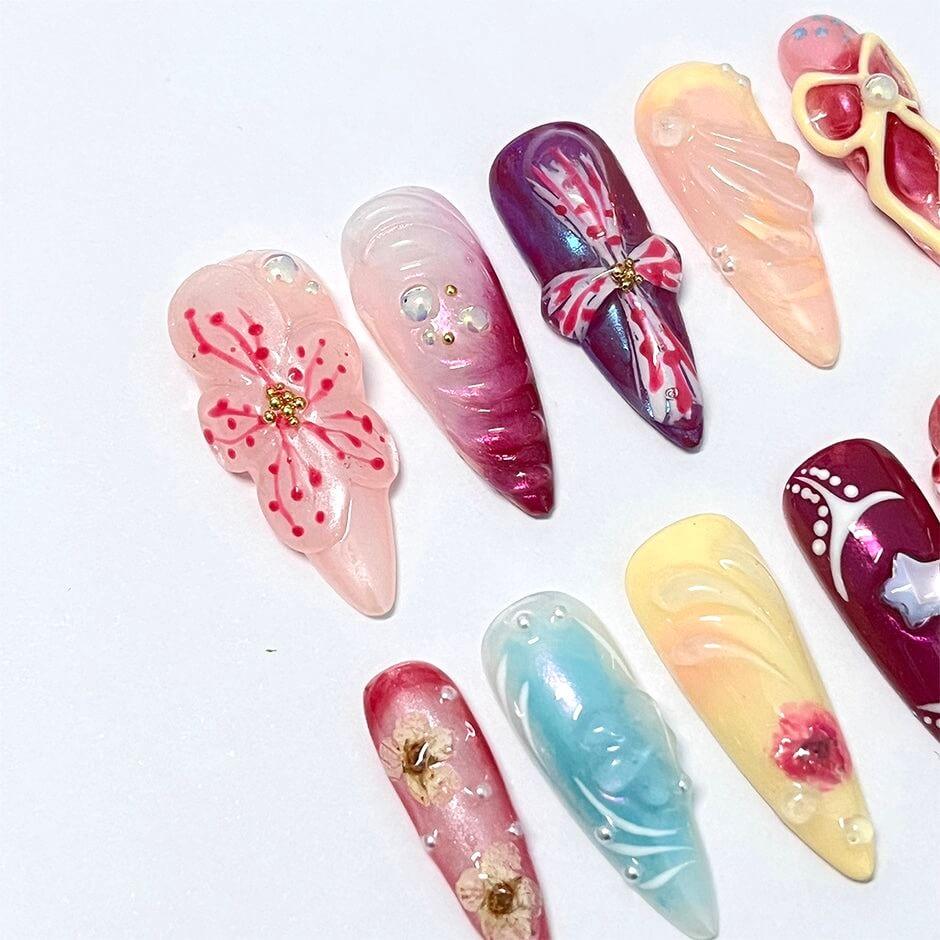 Art Garden Press On Nails Hibiscus Flowers Beauty Art Garden