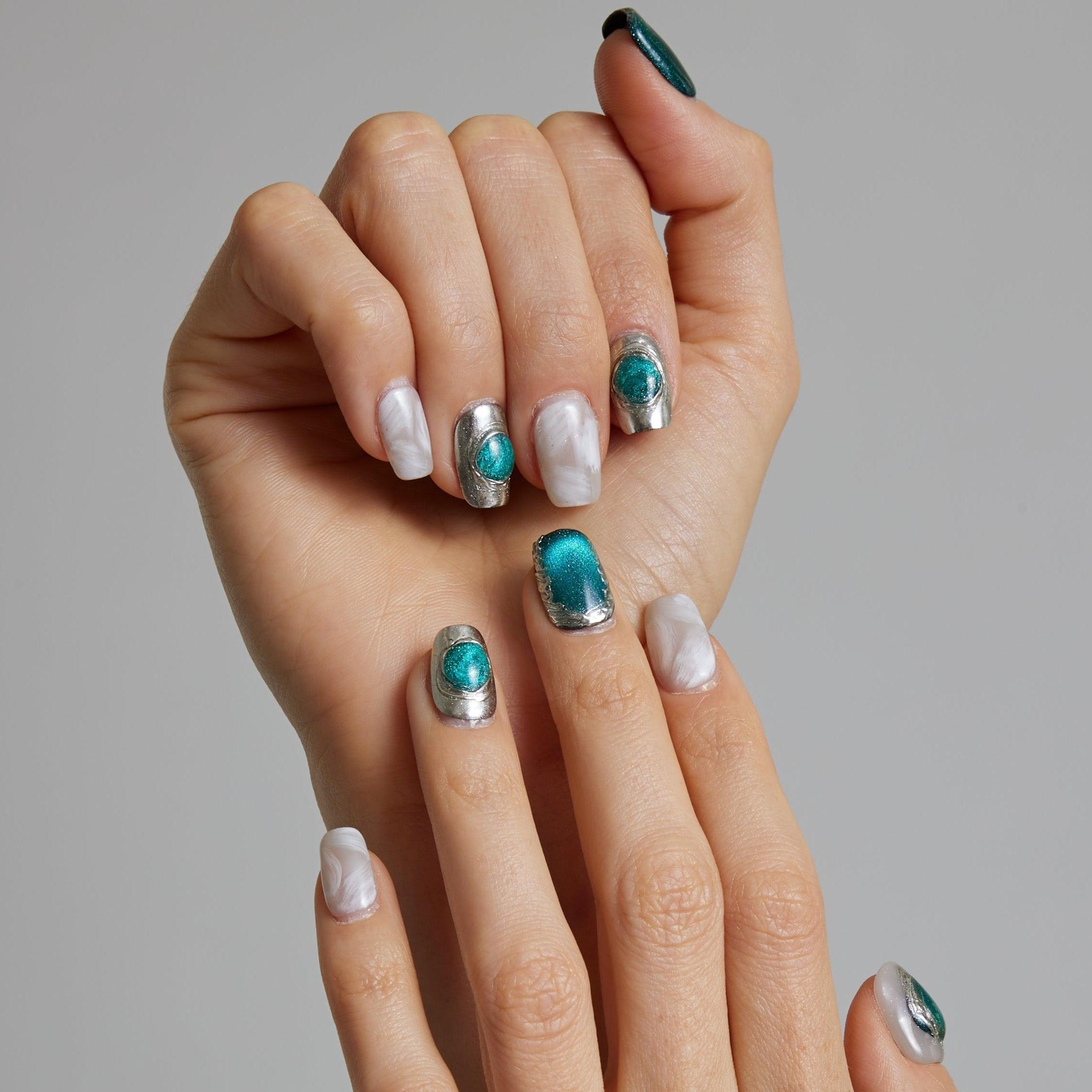 Art Garden Press On Nails Jade Glimmer Beauty Art Garden