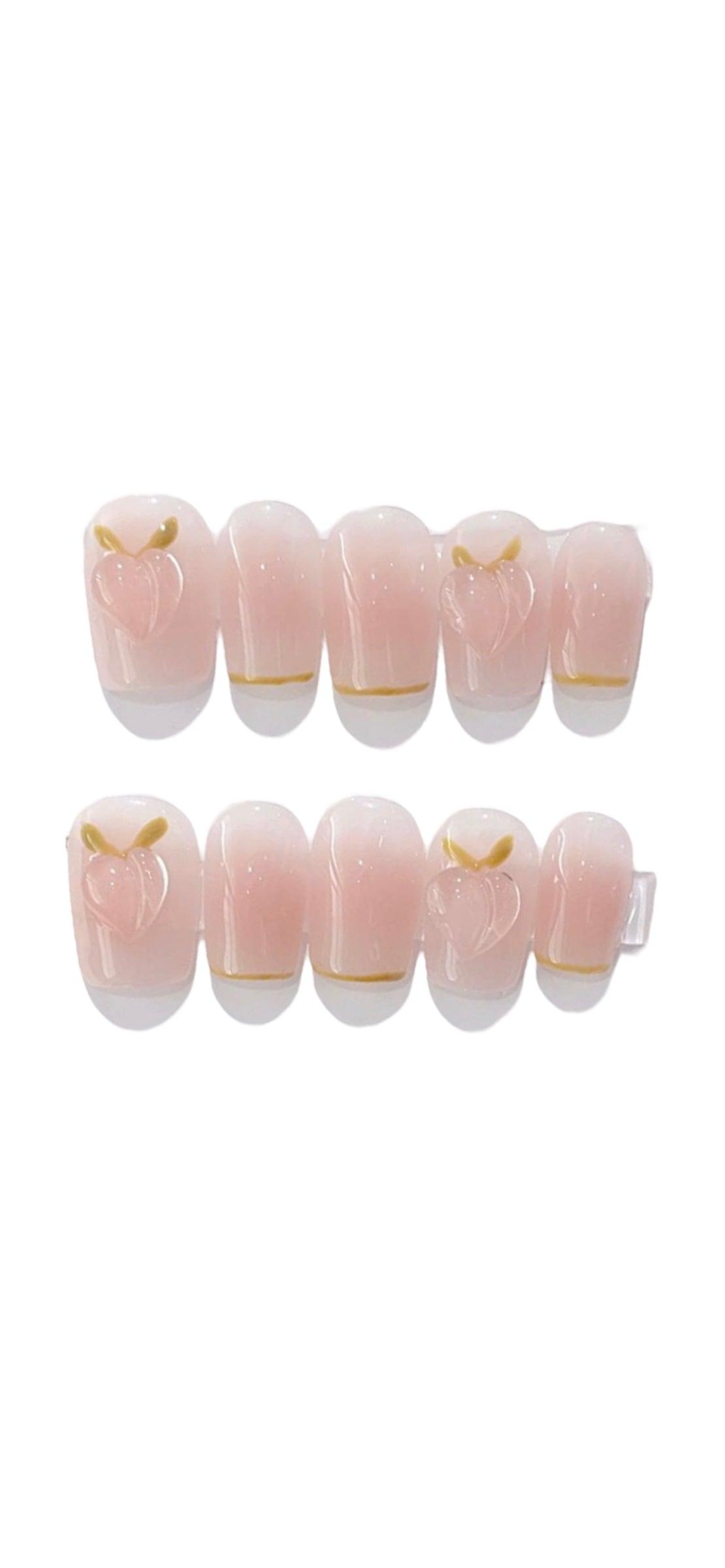 Art Garden Press On Nails Peachy Pink Beauty Art Garden