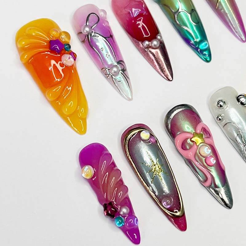 Art Garden Press On Nails Rainbow Effect Beauty Art Garden