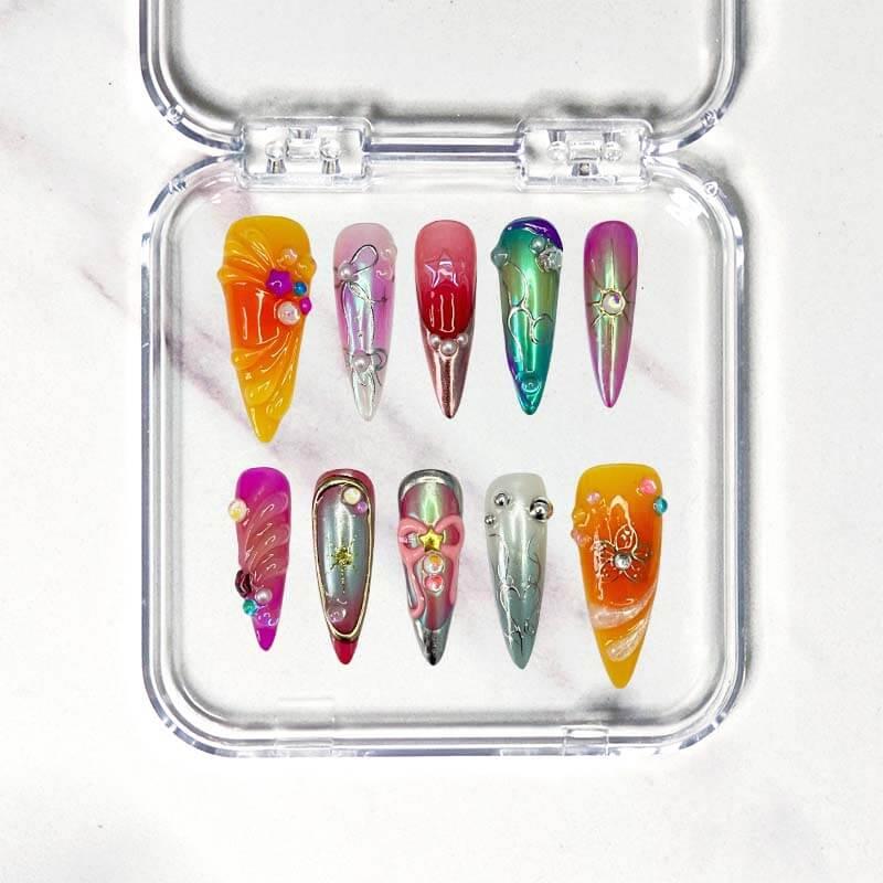 Art Garden Press On Nails Rainbow Effect Beauty Art Garden