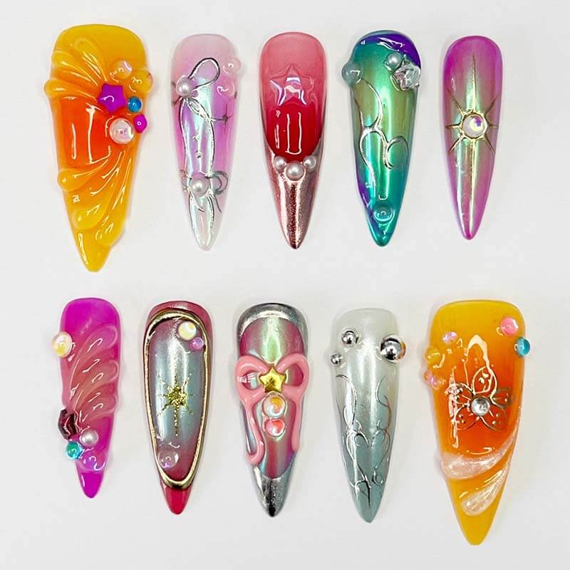 Art Garden Press On Nails Rainbow Effect Beauty Art Garden