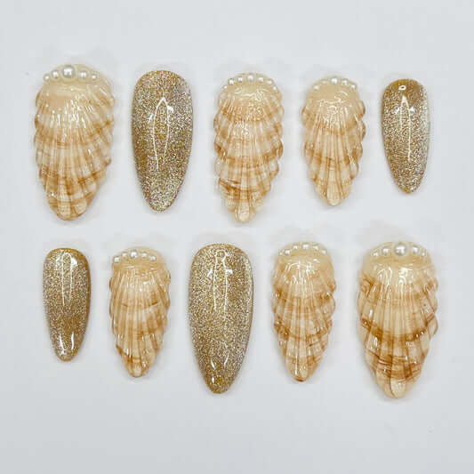 Art Garden Press On Nails Sea Shell Beauty Art Garden