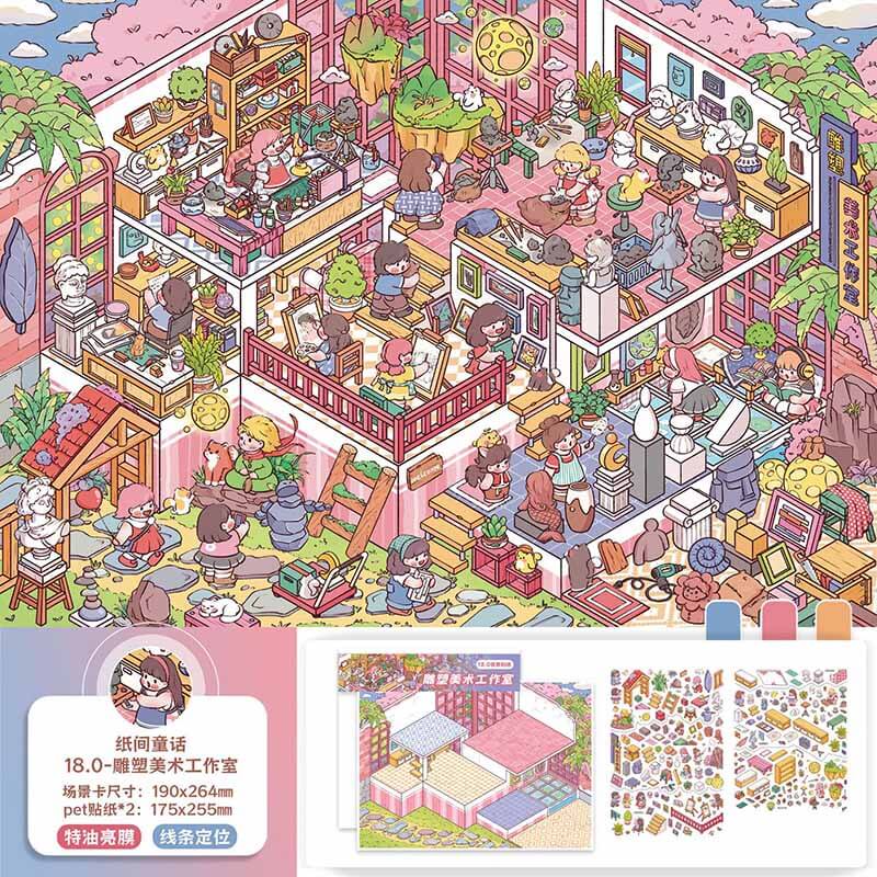 Art & Wishes DIY 3D Scenes Sticker 2 Cute Miniature Scenes(L)