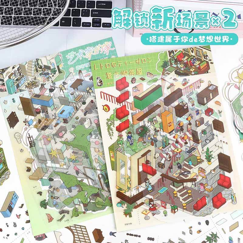 Artisan Living DIY 3D Scene Stickers 2 Cute Miniature Scenes(L)