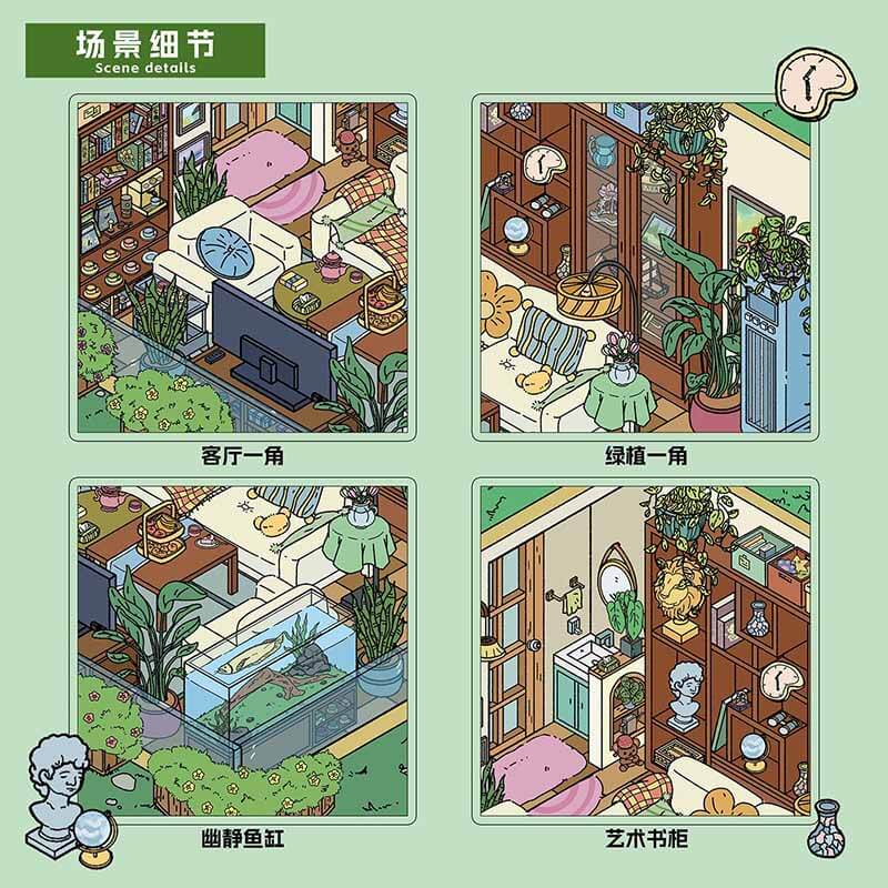 Art of Time DIY 3D Scenes Sticker 4 Cute Miniature Scenes(M)