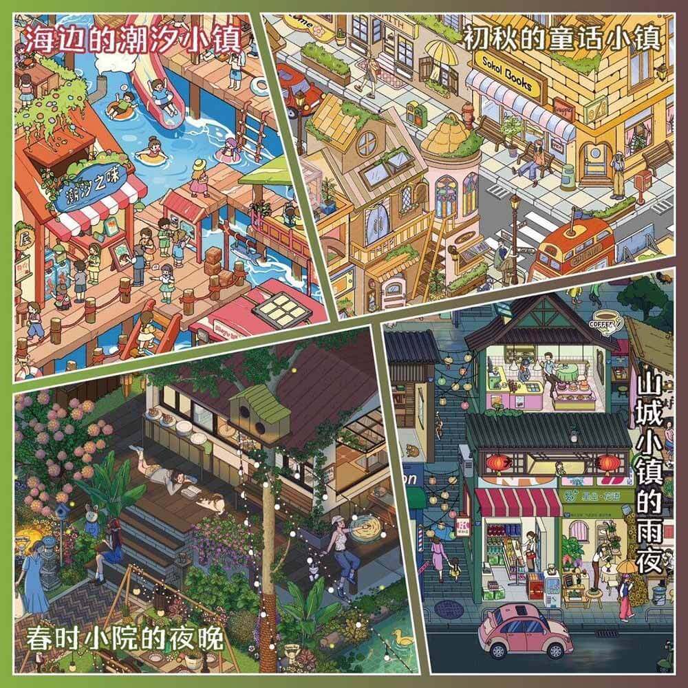 Autumn Fairy Town DIY 3D Scene Stickers 4 Cute Scenes(L)