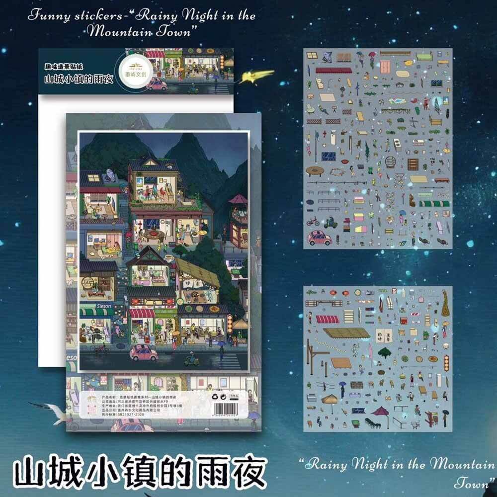 Autumn Fairy Town DIY 3D Scene Stickers 4 Cute Scenes(L)