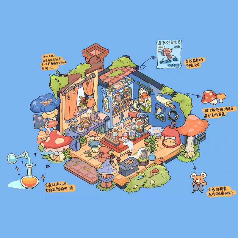 Autumn Retreat DIY 3D Scene Stickers 4 Cute Scenes(L)