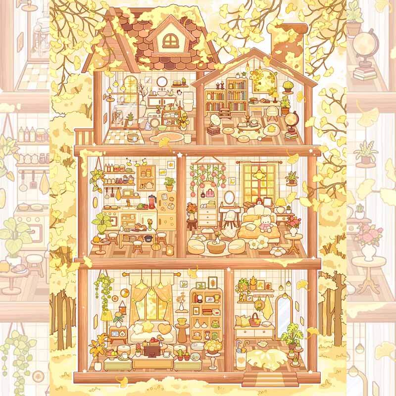 Autumn Retreat DIY 3D Scene Stickers 4 Cute Scenes(L)