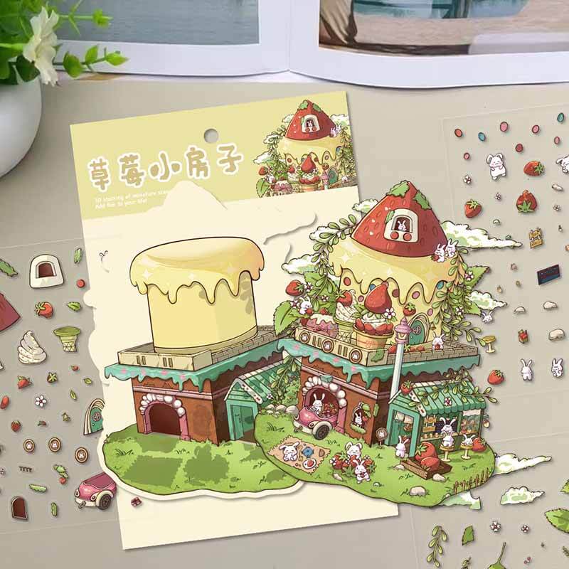 Berry Nice Day DIY 3D Scene Stickers 4 Cute Miniature Scenes(L)