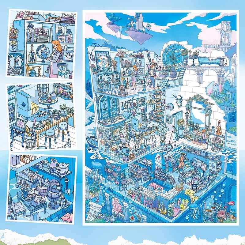 Between Sky & Sea DIY 3D Scene Stickers With Guide Lines(L)