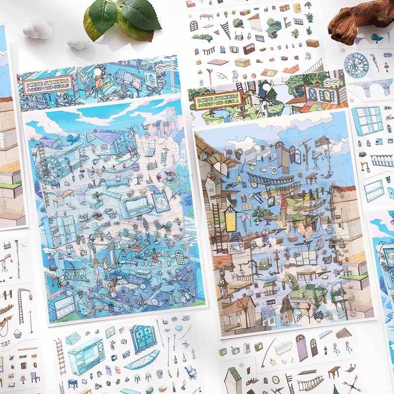 Between Sky & Sea DIY 3D Scene Stickers With Guide Lines(L)