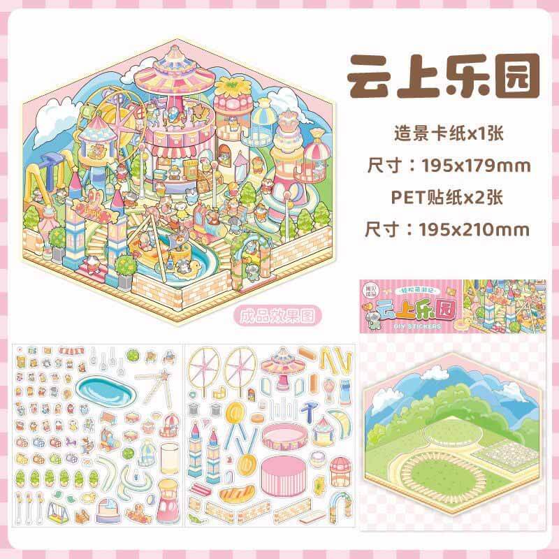 Blissful Haven DIY 3D Scene Stickers 4 Cute Miniature Scenes(L)