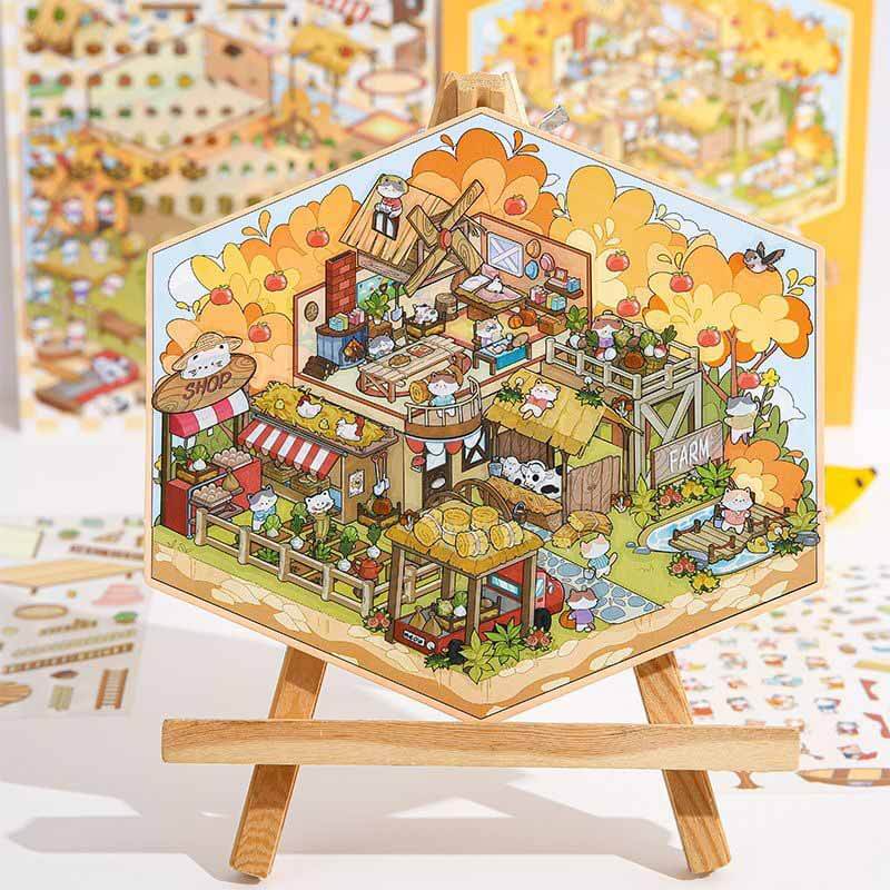Blissful Haven DIY 3D Scene Stickers 4 Cute Miniature Scenes(L)
