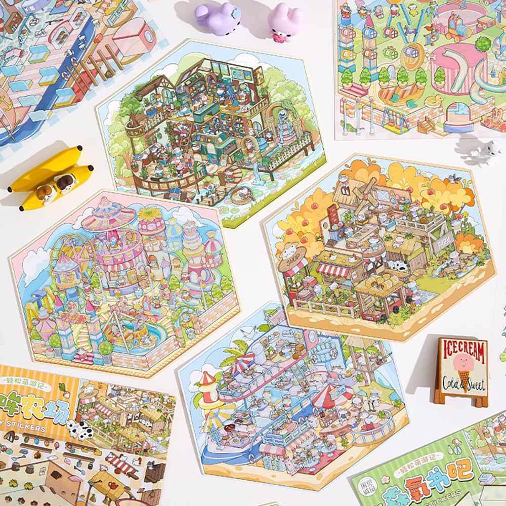 Blissful Haven DIY 3D Scene Stickers 4 Cute Miniature Scenes(L)