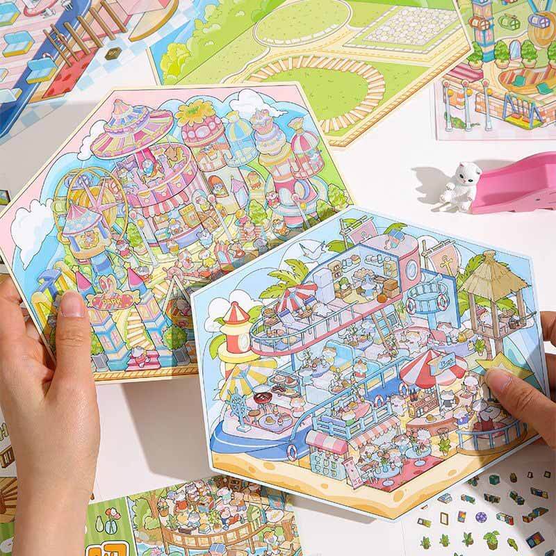 Blissful Haven DIY 3D Scene Stickers 4 Cute Miniature Scenes(L)