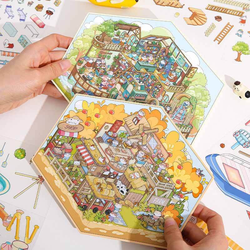 Blissful Haven DIY 3D Scene Stickers 4 Cute Miniature Scenes(L)