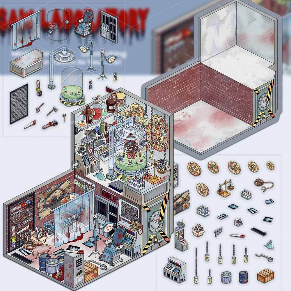 Bloody Carnival DIY 3D Scene Stickers 4 Cute Miniature Scenes(S)