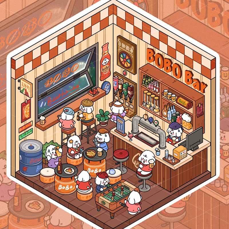 Bobo Puppy Hopscotch Book DIY 3D Scene Stickers Adorable Miniature Scenes(S)