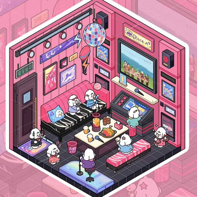 Bobo Puppy Hopscotch Book DIY 3D Scene Stickers Adorable Miniature Scenes(S)