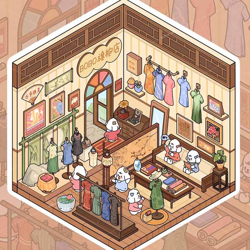 Bobo Puppy Hopscotch Book DIY 3D Scene Stickers Adorable Miniature Scenes(S)