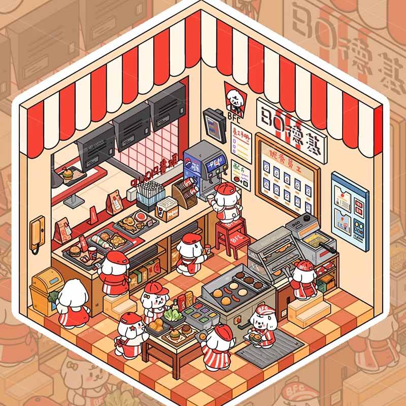 Bobo Puppy Hopscotch Book DIY 3D Scene Stickers Adorable Miniature Scenes(S)