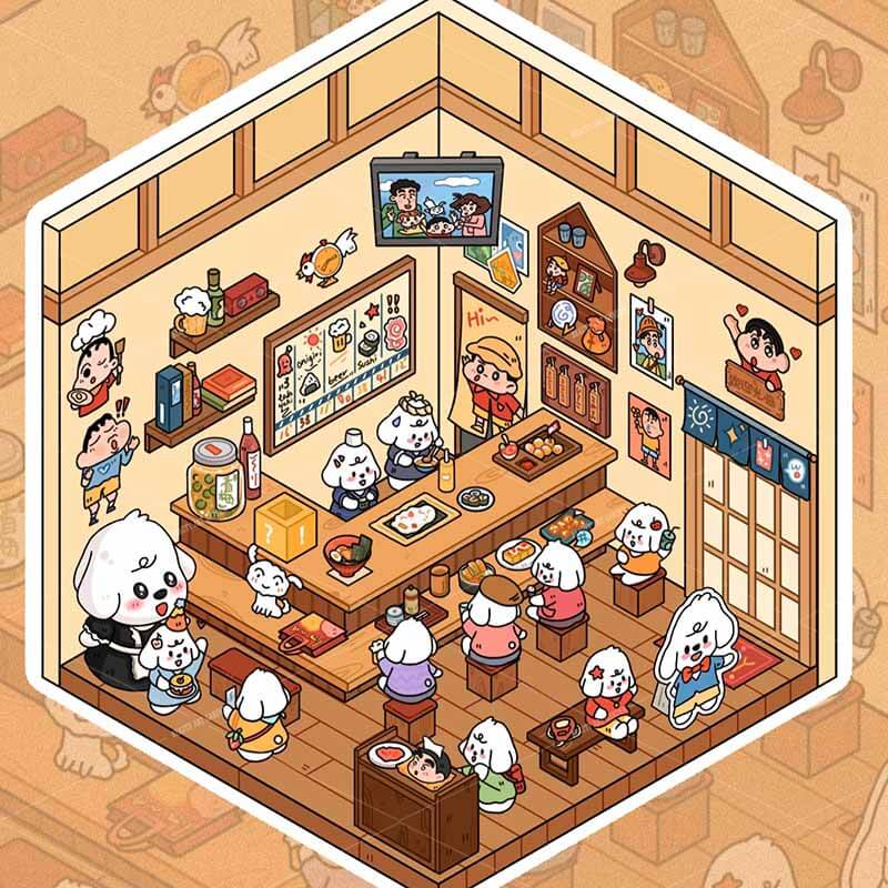 Bobo Puppy Hopscotch Book DIY 3D Scene Stickers Adorable Miniature Scenes(S)