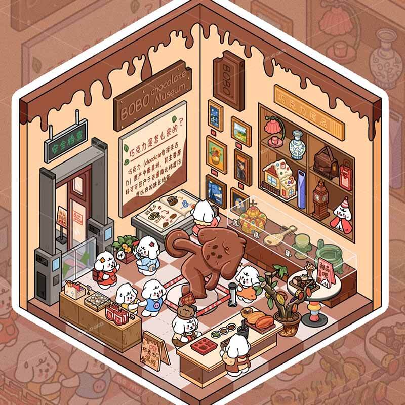 Bobo Puppy Hopscotch Book DIY 3D Scene Stickers Adorable Miniature Scenes(S)