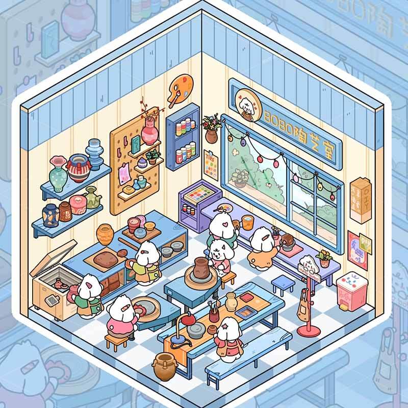 Bobo Puppy Hopscotch Book DIY 3D Scene Stickers Adorable Miniature Scenes(S)