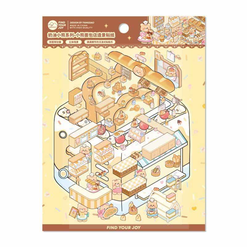 Boss Bear DIY 3D Scene Stickers 4 Cute Miniature Scenes(M)