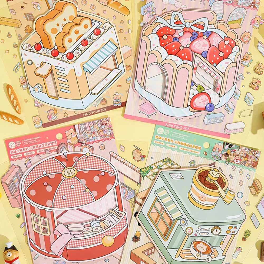 Boss Bear DIY 3D Scene Stickers 4 Cute Miniature Scenes(M)
