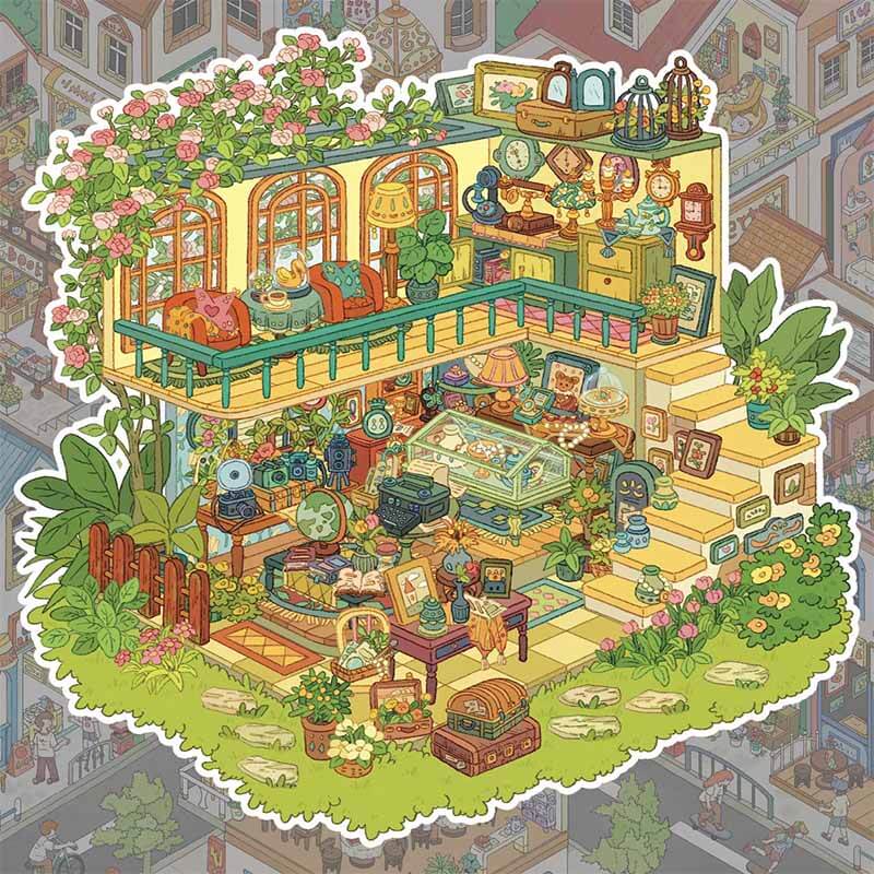 Botanical Treasure DIY 3D Scenes Sticker 2 Cute Miniature Scenes(L)
