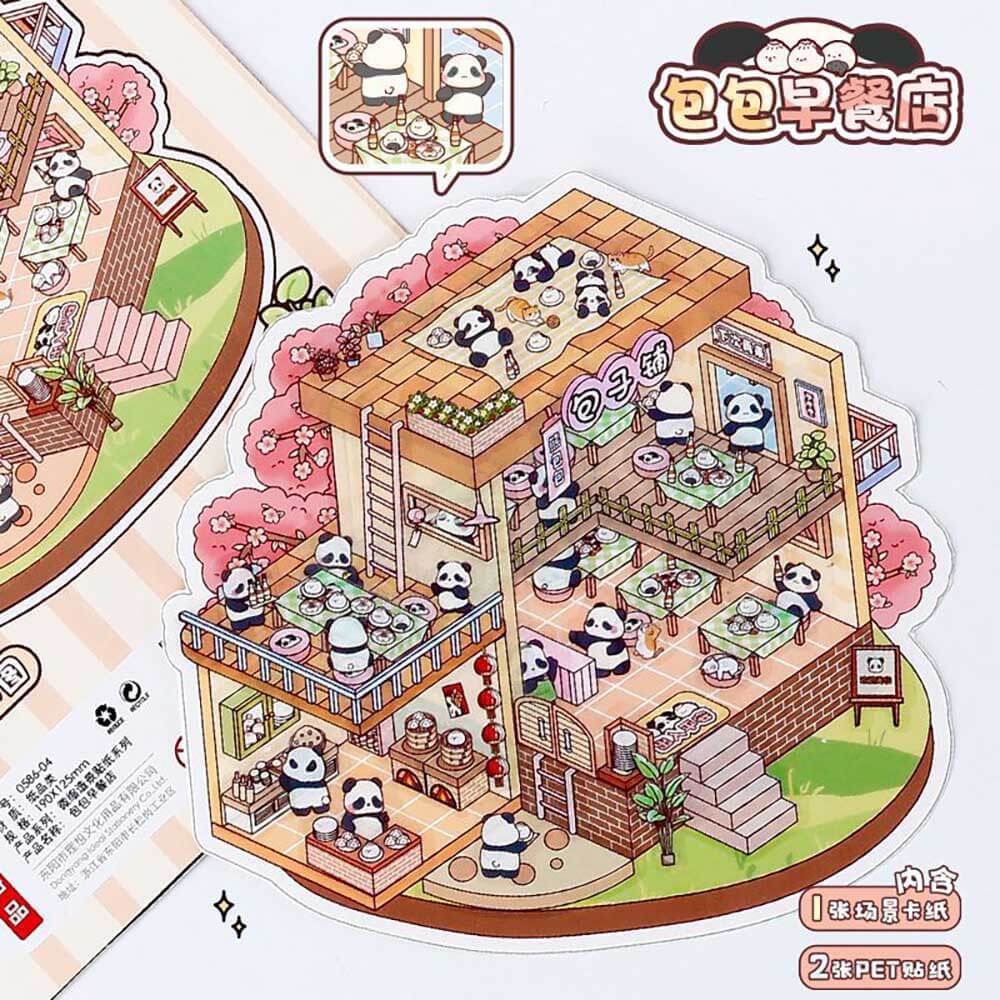 Cute Store 1.0 DIY Autocollants de scène 3D : 4 scènes miniatures mignonnes